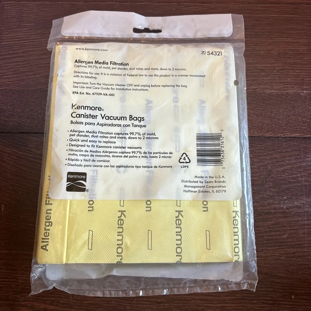 Kenmore 54321 Kenmore Vacuum Bag, Type C, 3-pack Genuine OEM Part‎